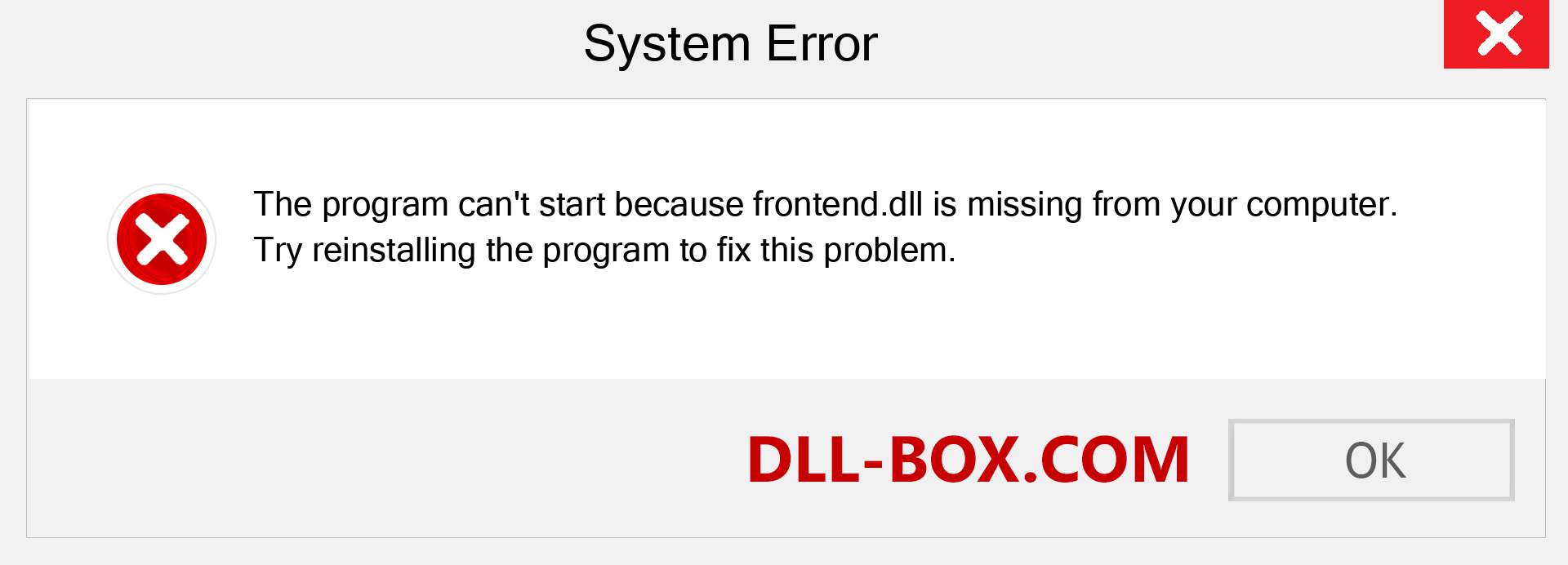  frontend.dll file is missing?. Download for Windows 7, 8, 10 - Fix  frontend dll Missing Error on Windows, photos, images